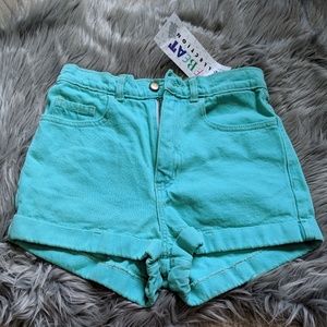 AA Offbeat Mint Mom Jean High-Waisted Shorts NWT